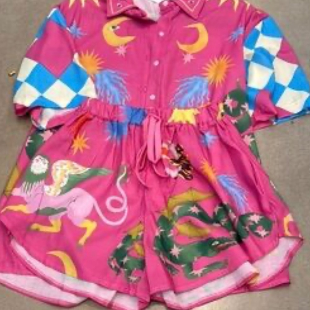 Summer Buttoned Blouse with Shorts Size L